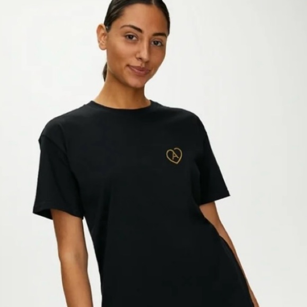 Aritzia:  Black Thank You Tee with Heart Emblem